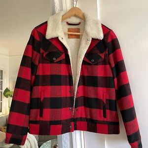 Levi’s red buffalo check Sherpa jacket